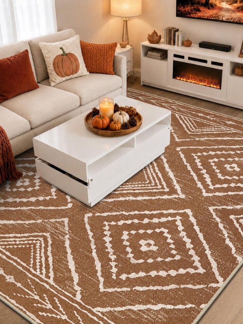 5'x7' Washable Area Rug for Living Room Bedroom Yellowbrown